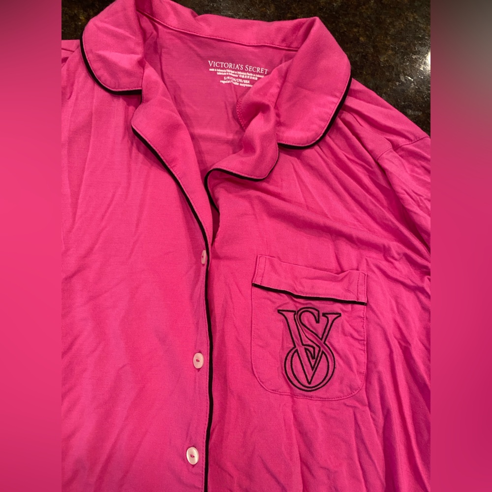 Victoria's Secret Pink Pajama Top with Black Trim